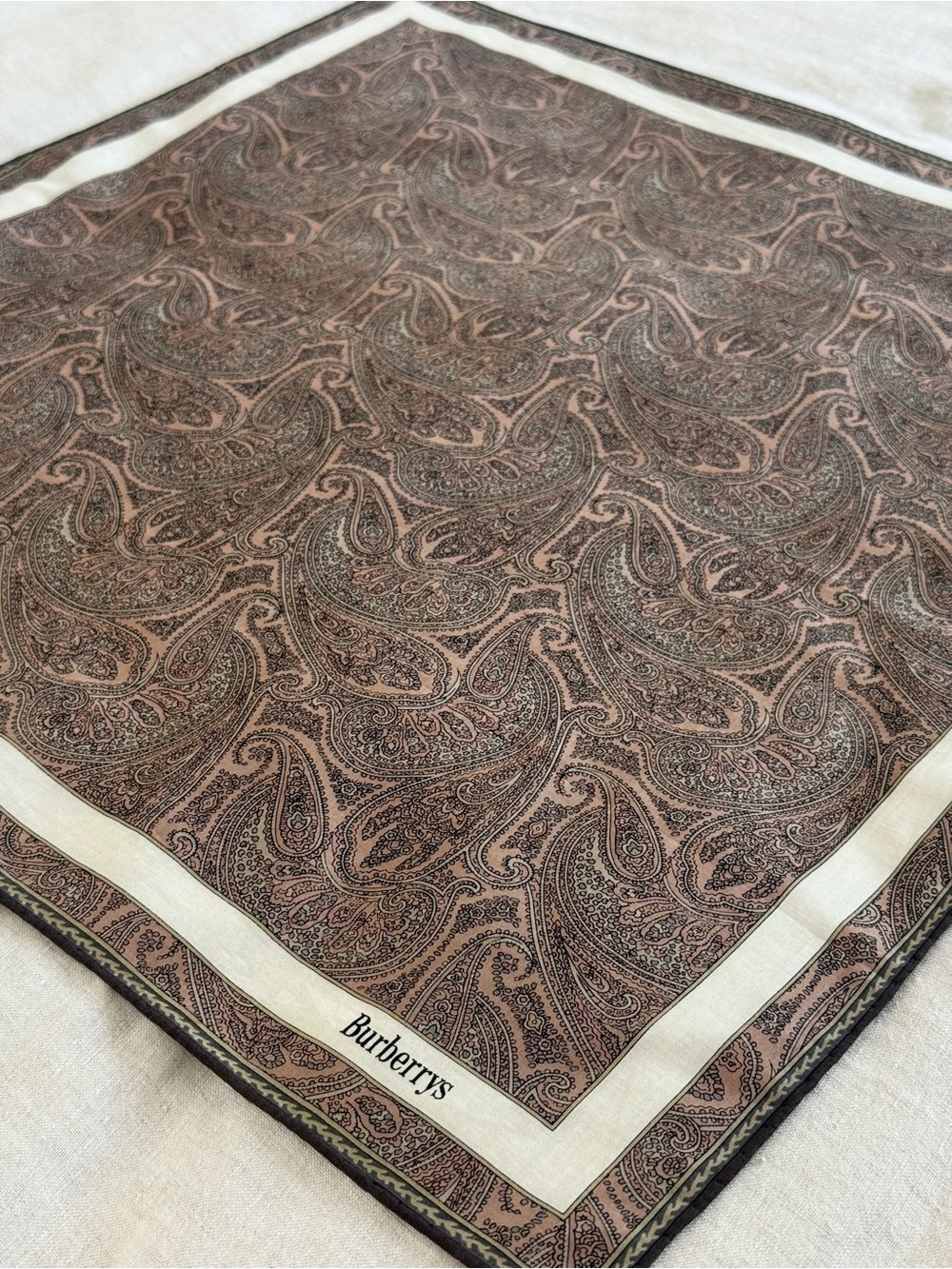 Vintage Burberrys Paisley Cotton Bandana Scarf Made in Japan